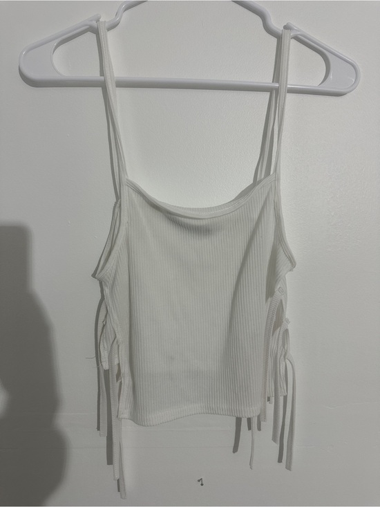 Nasty Gal Tops - Nasty Gal White Ribbed Side-Tie Cami
